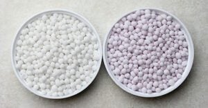 Urea fertilizer before and after coating