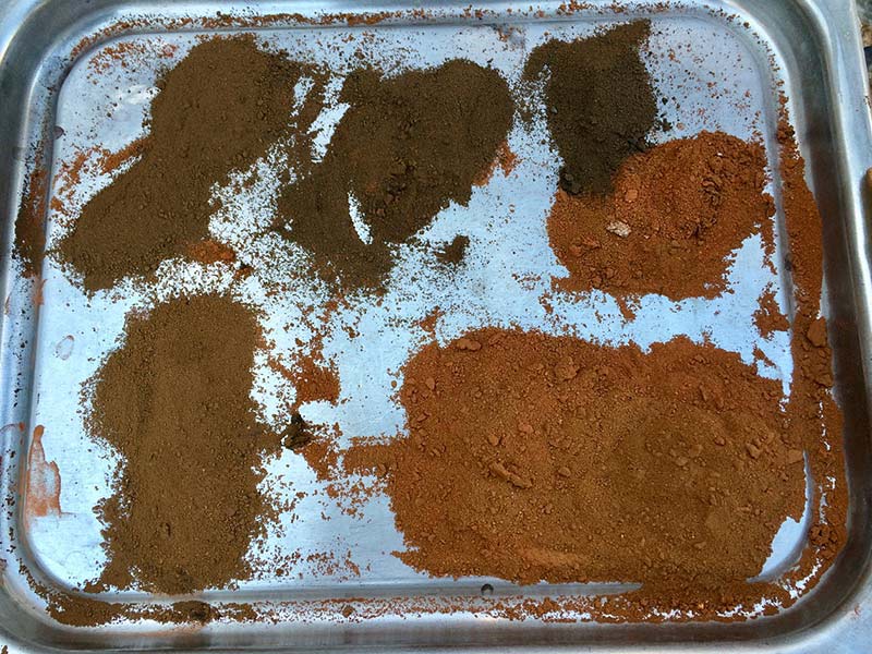 Red mud (bauxite tailings) samples produced during metal recovery testing using high temperature kilns in the FEECO Innovation Center