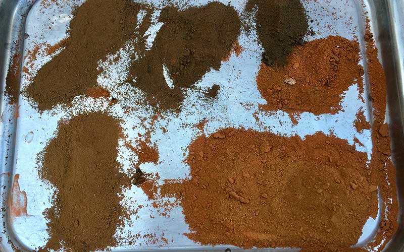 Red mud samples taken during rotary kiln testing
