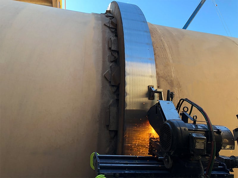Rotary Dryer Tire Grinding in Progress
