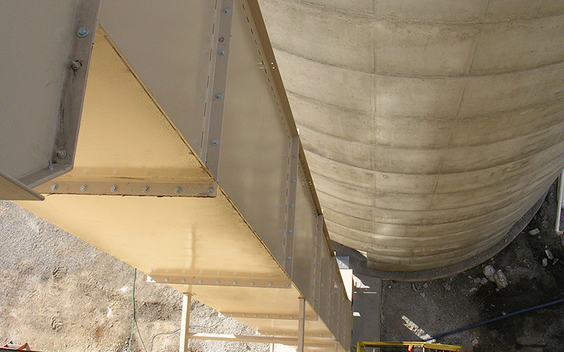 Close-up of bucket elevator casing