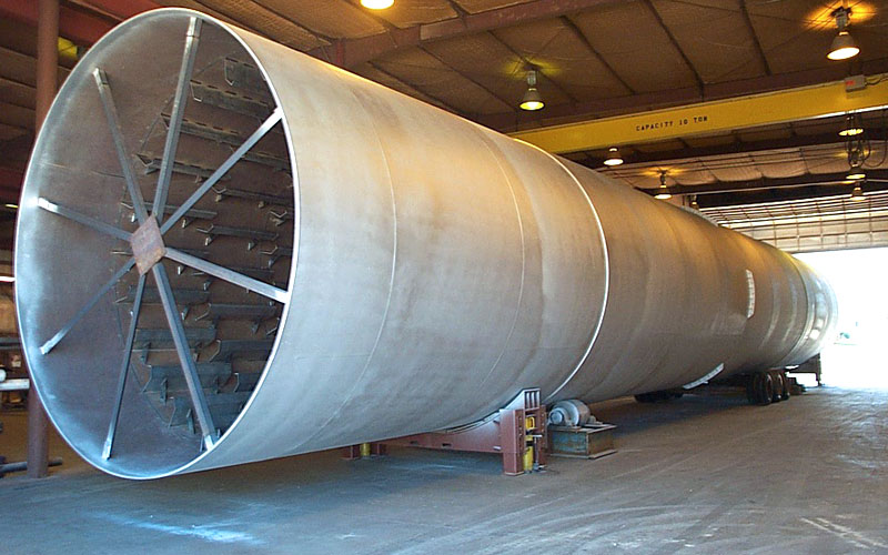 Replacement rotary drum shell (with flights) in fabrication